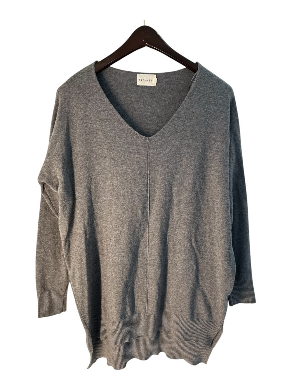 Dreamers Gray V-Neck Women's Sweater